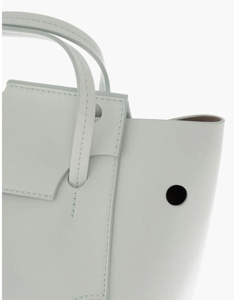 Leather Handbag with Adjustable Shoulder Strap Women - Light Blue Tote