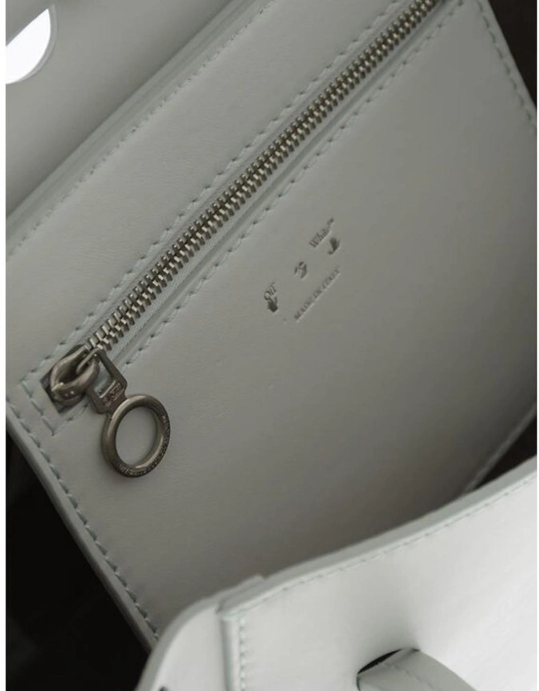 Leather Handbag with Adjustable Shoulder Strap Women - Light Blue Tote