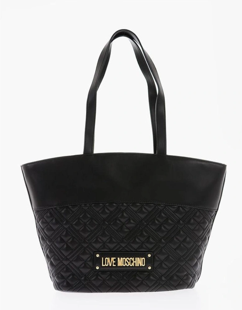 Solid Metal Double Handle Handbag Women - Black Shoulder Bags