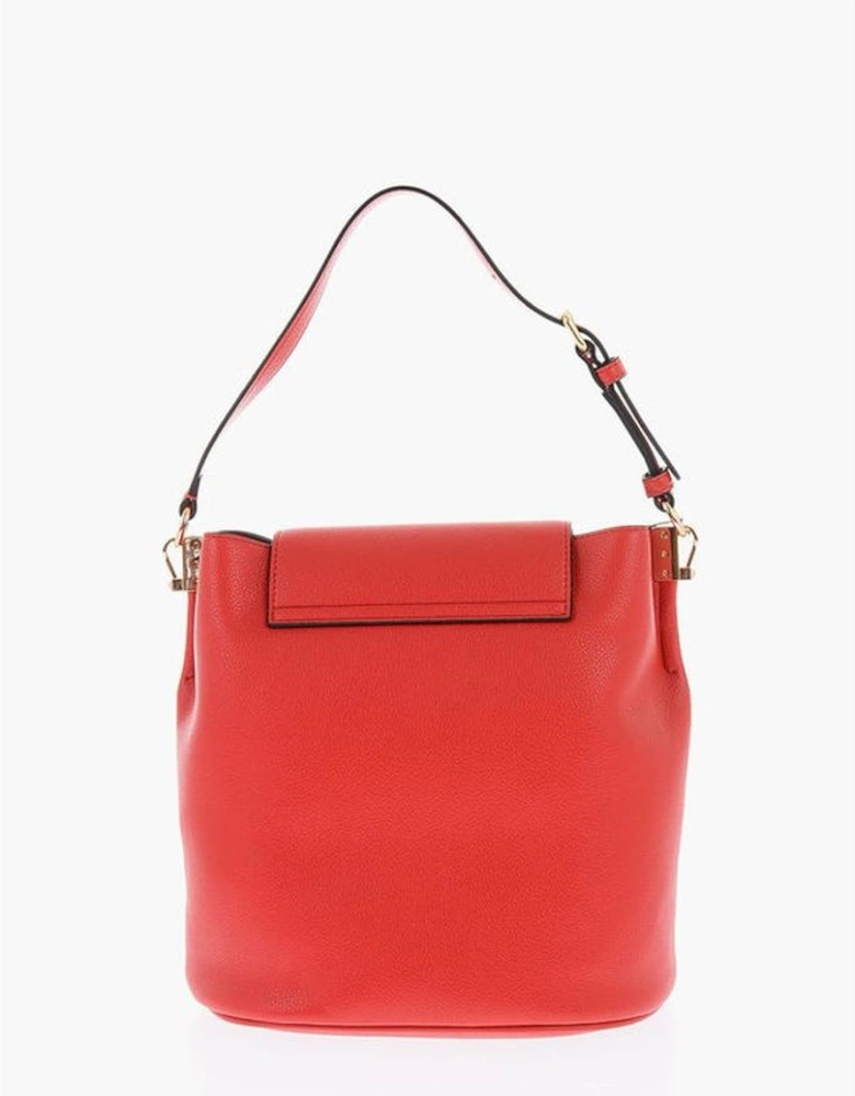 Solid Metal Logo Eco-Leather Shoulder Bag Women - Red