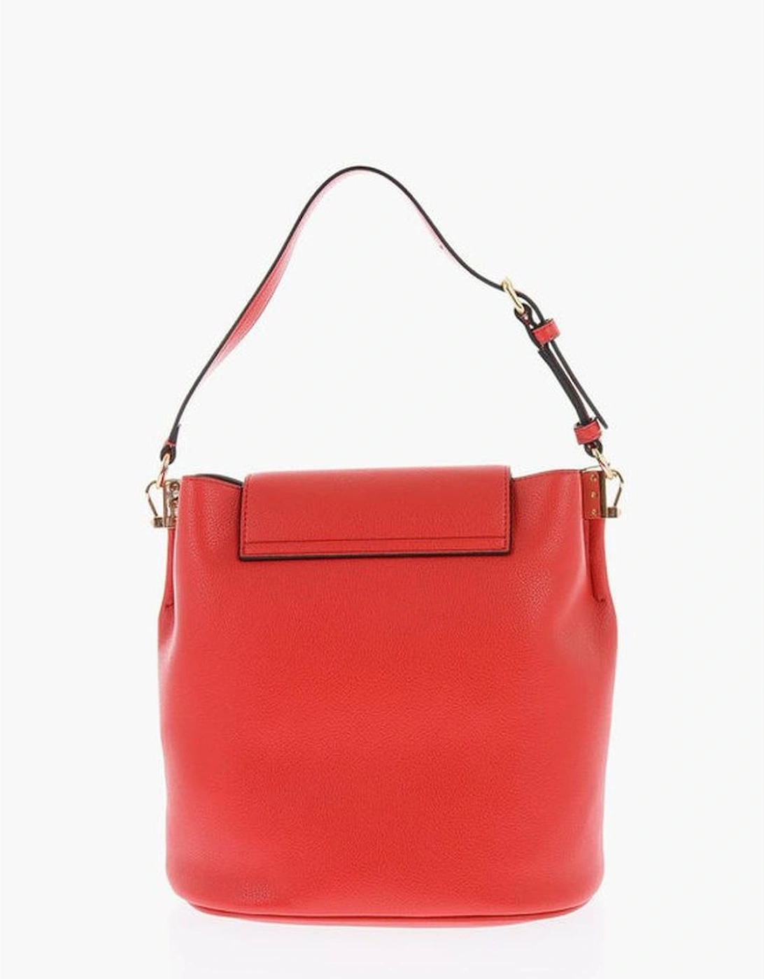 Solid Metal Logo Eco-Leather Shoulder Bag Women - Red