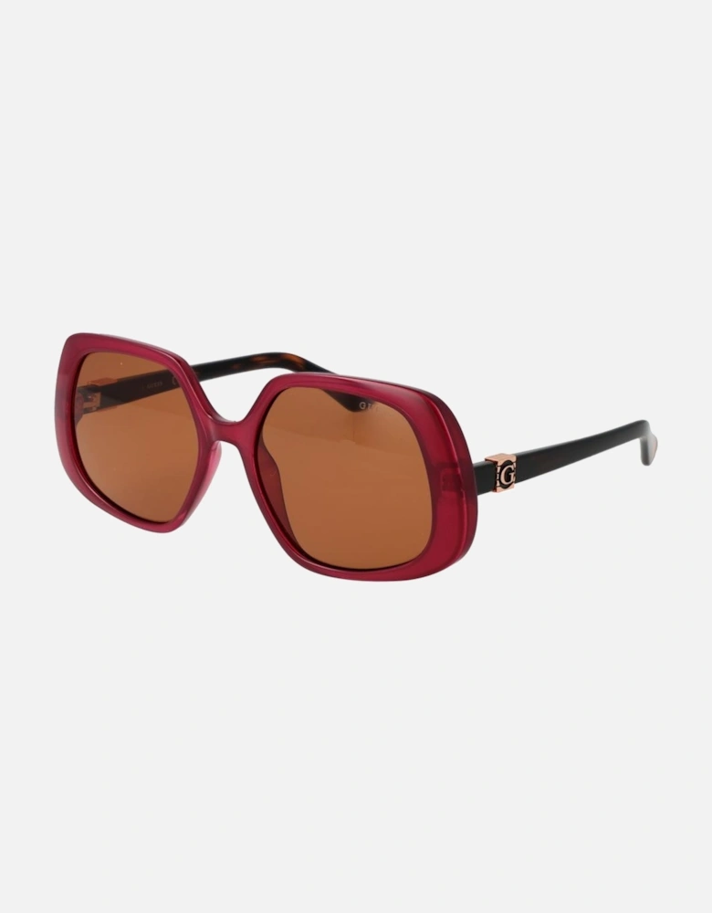 Square Full-Rim Sunglasses with Orange Lenses Women - Burgundy