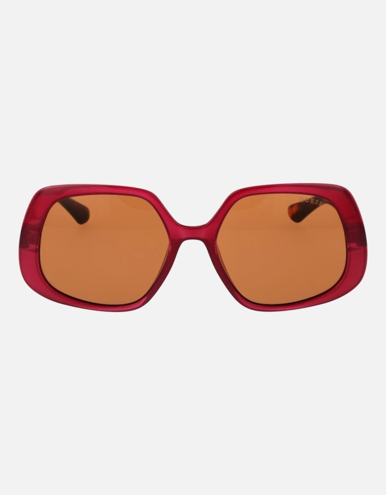 Square Full-Rim Sunglasses with Orange Lenses Women - Burgundy