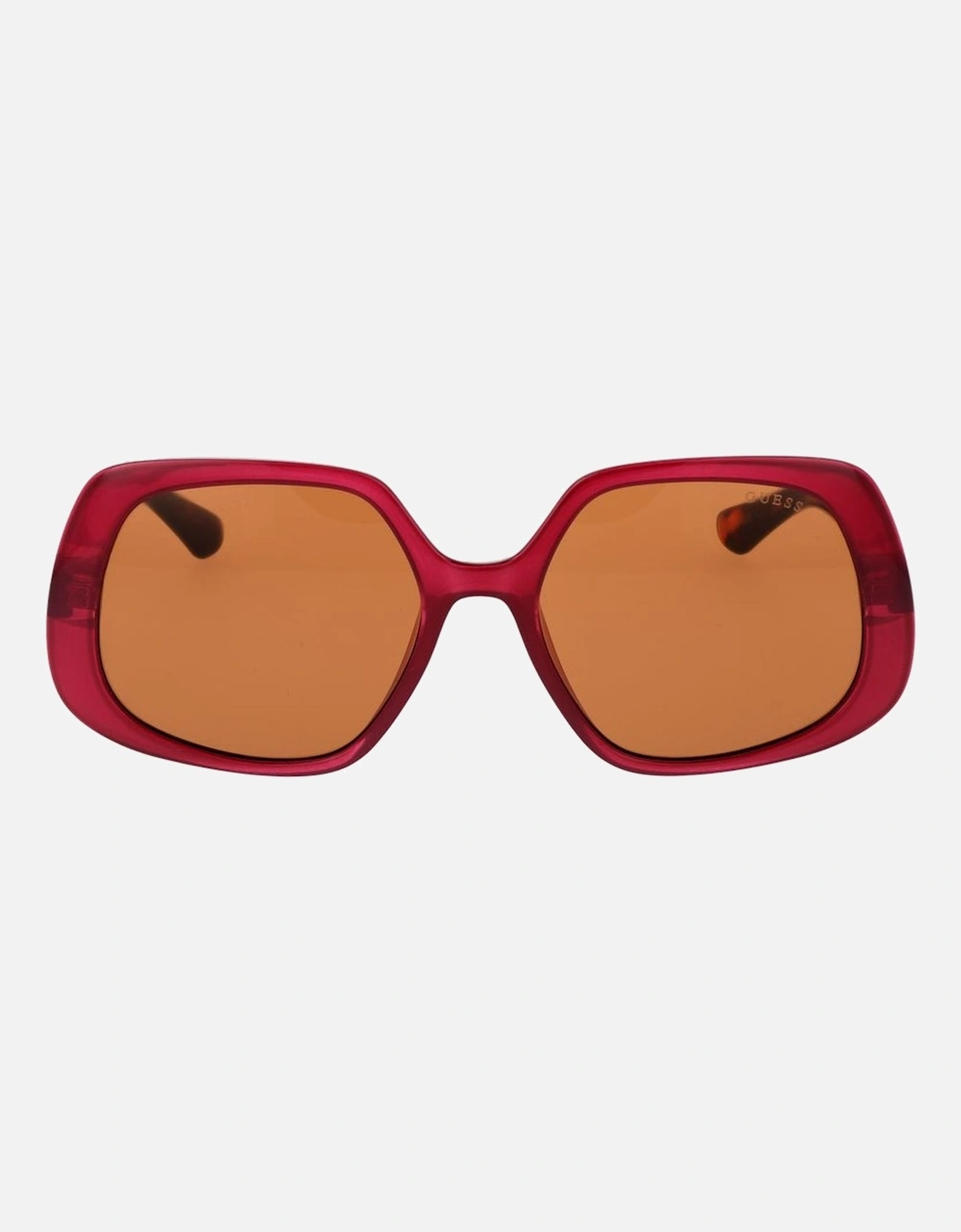 Square Full-Rim Sunglasses with Orange Lenses Women - Burgundy