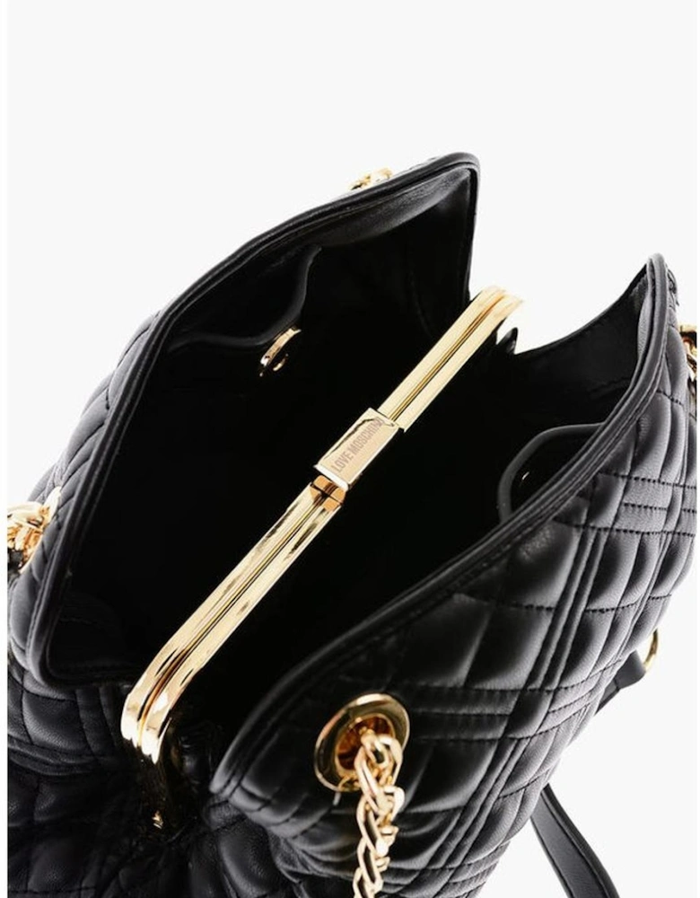 Solid Zip Closure Handbag with Internal Pocket Women - Black Tote Bags