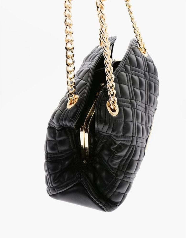 Solid Zip Closure Handbag with Internal Pocket Women - Black Tote Bags