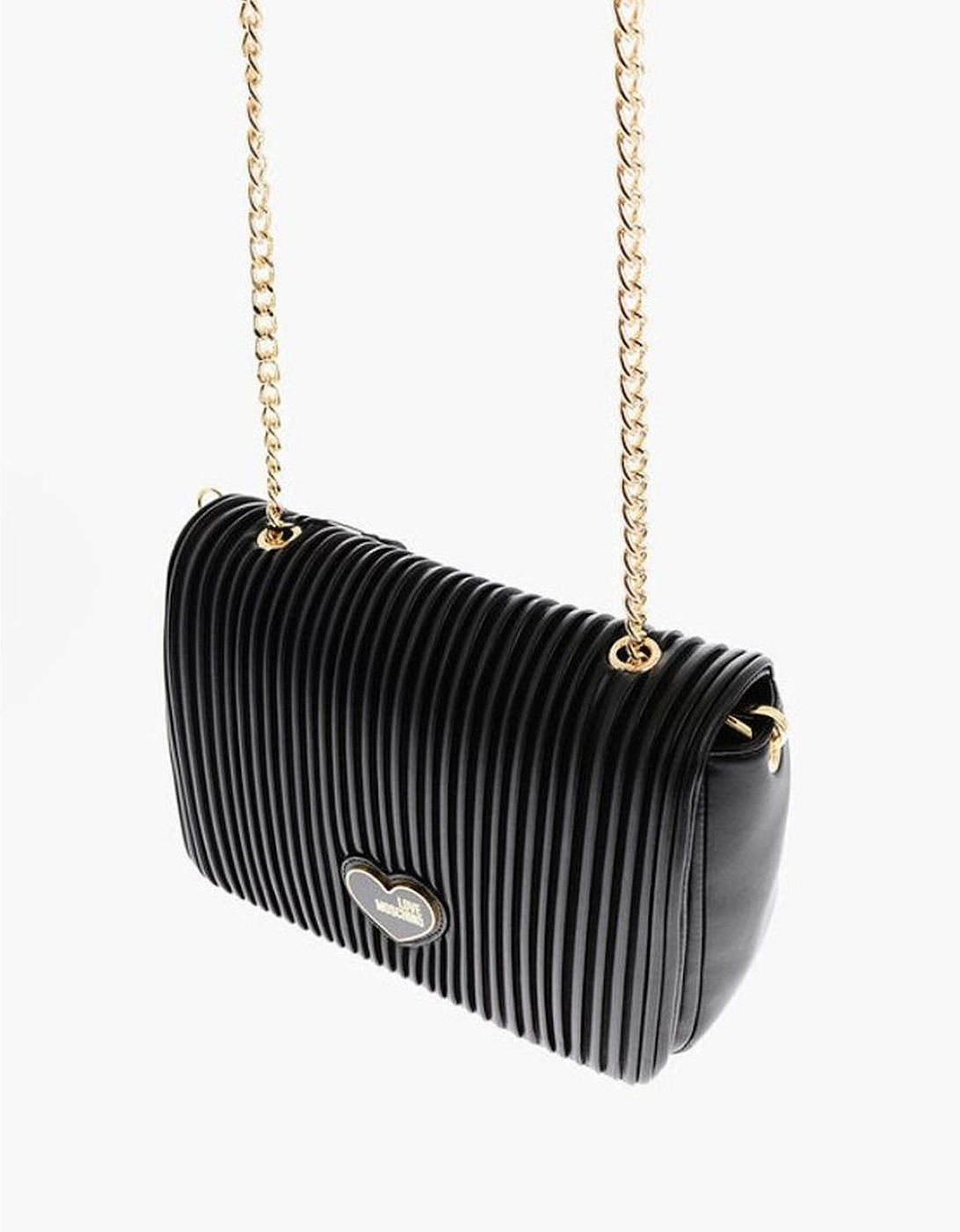 Metal Logo Eco-Leather Handbag with Removable Strap Women - Black