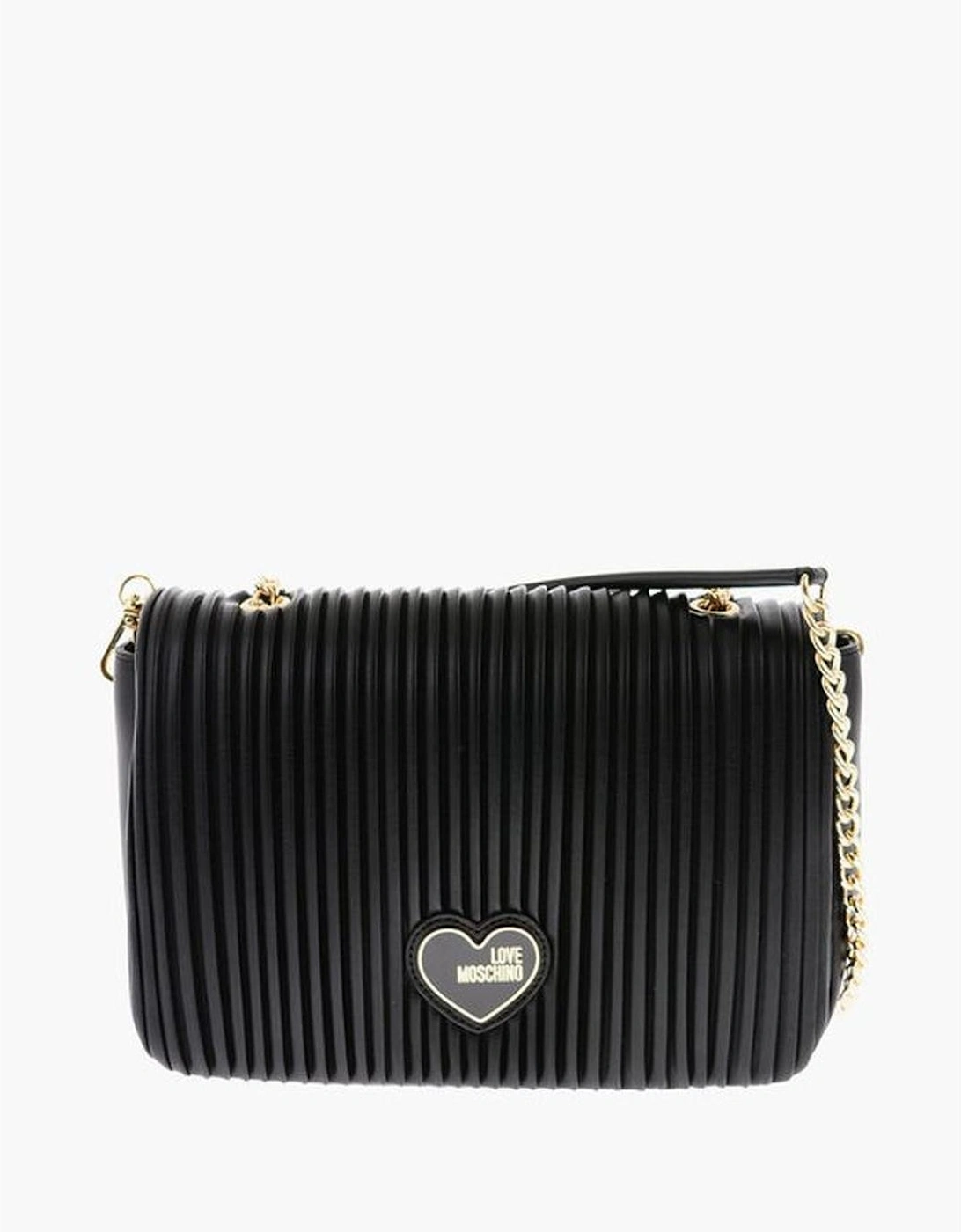 Metal Logo Eco-Leather Handbag with Removable Strap Women - Black, 5 of 4