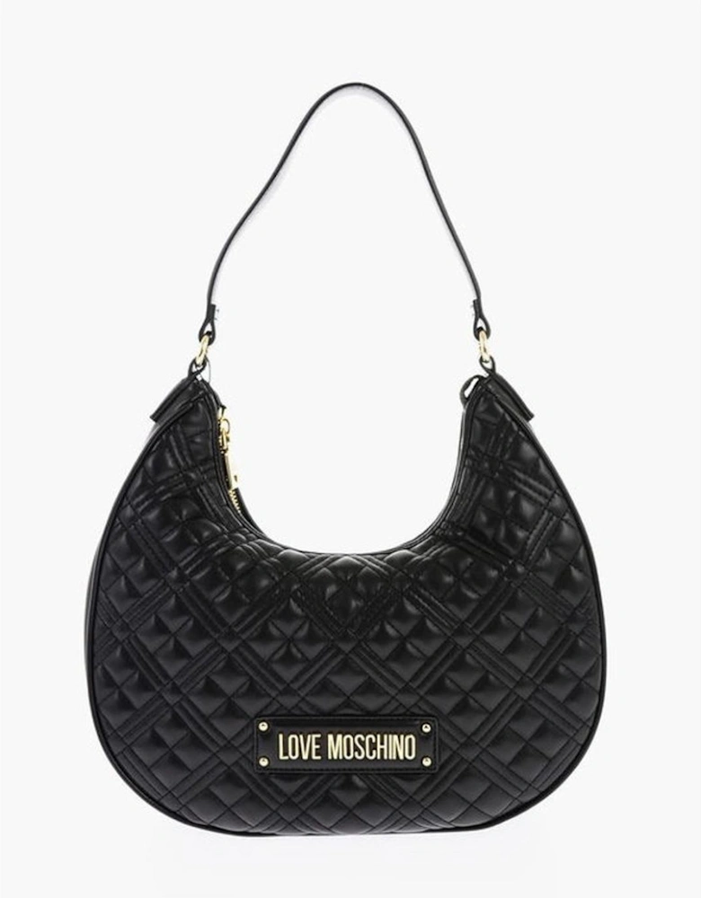 Eco-Leather Solid Shoulder Bag with Zip Closure Women - Black