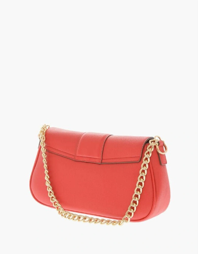 Eco-leather Solid Shoulder Bag with Adjustable Strap Women - Red