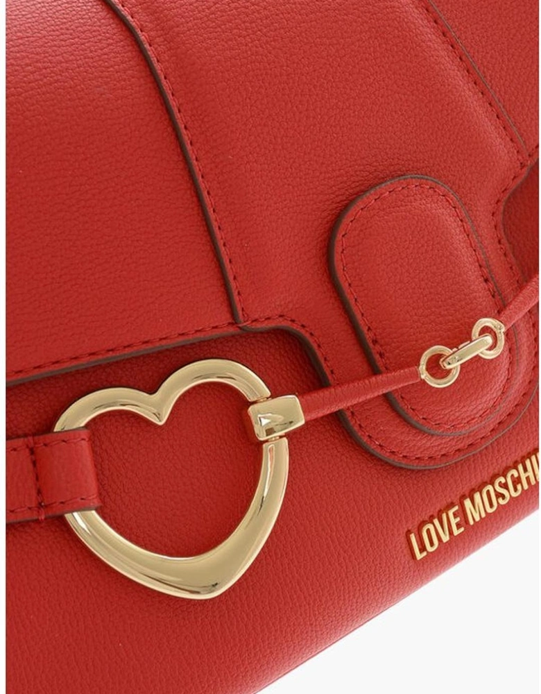 Eco-leather Solid Shoulder Bag with Adjustable Strap Women - Red