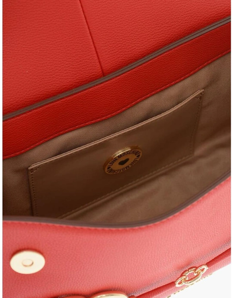 Eco-leather Solid Shoulder Bag with Adjustable Strap Women - Red