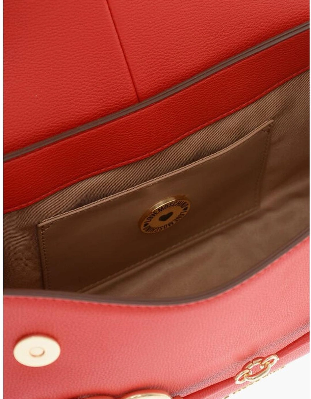 Eco-leather Solid Shoulder Bag with Adjustable Strap Women - Red