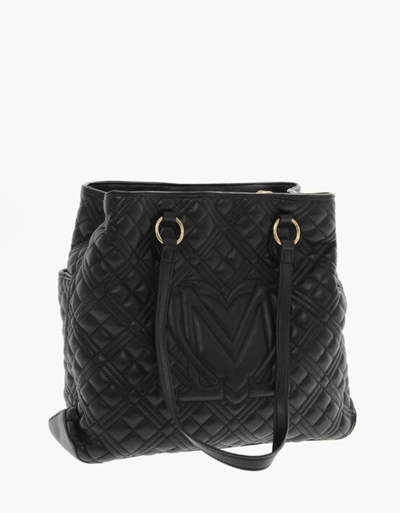 Metal Logo Handbag with Double Handle Women - Black Tote Bags
