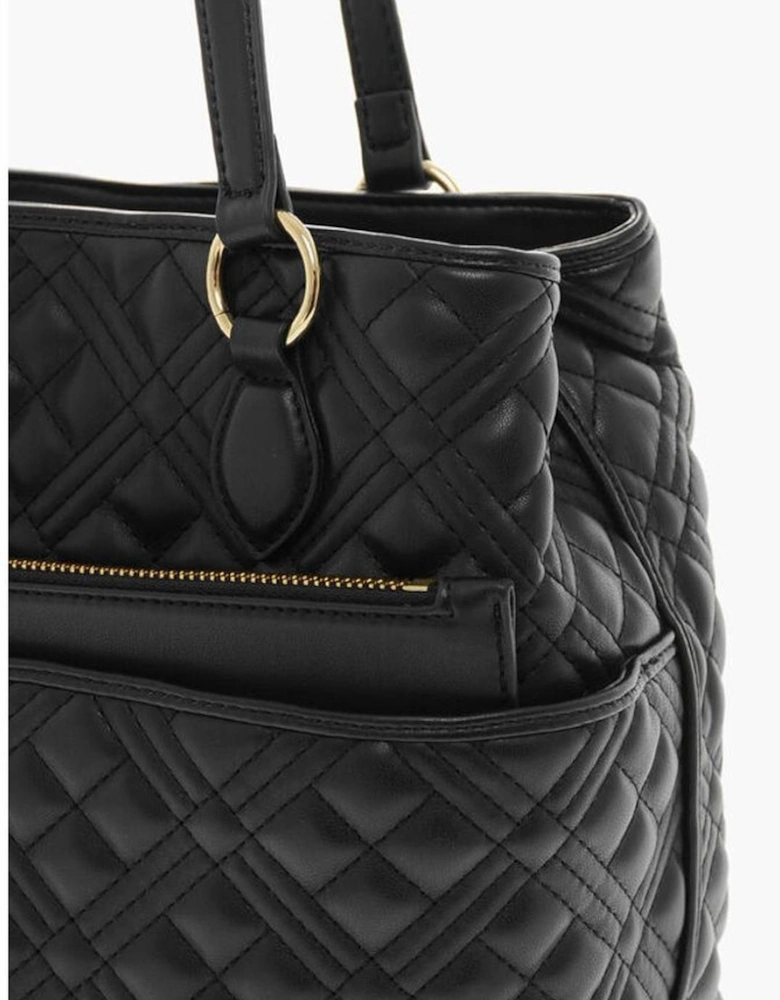 Metal Logo Handbag with Double Handle Women - Black Tote Bags