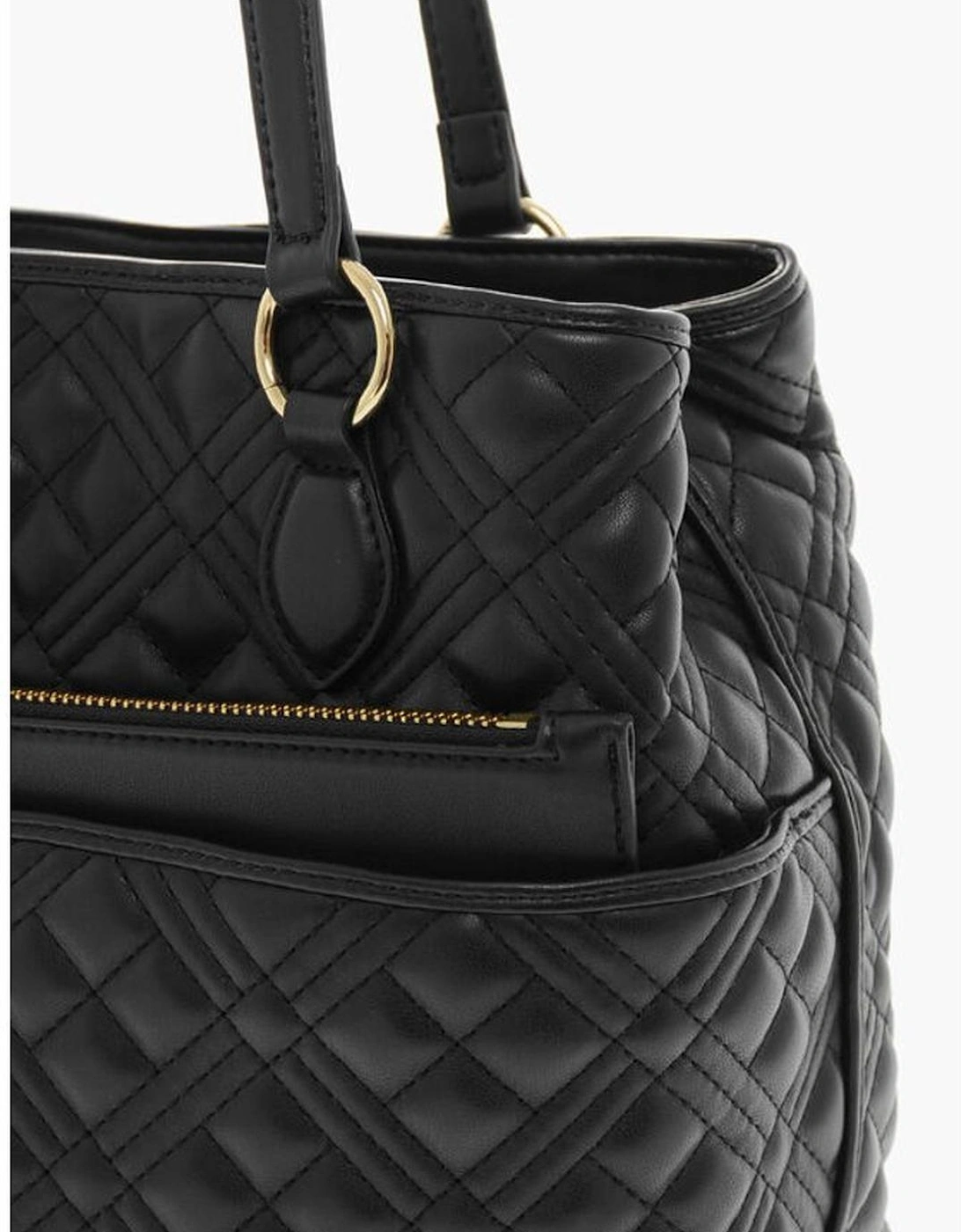 Metal Logo Handbag with Double Handle Women - Black Tote Bags