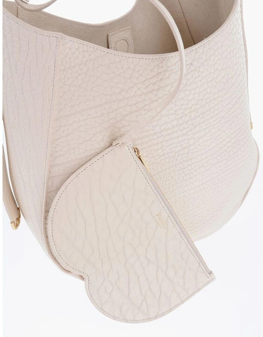 Textured Leather Shoulder Bag with Adjustable Strap Women - White