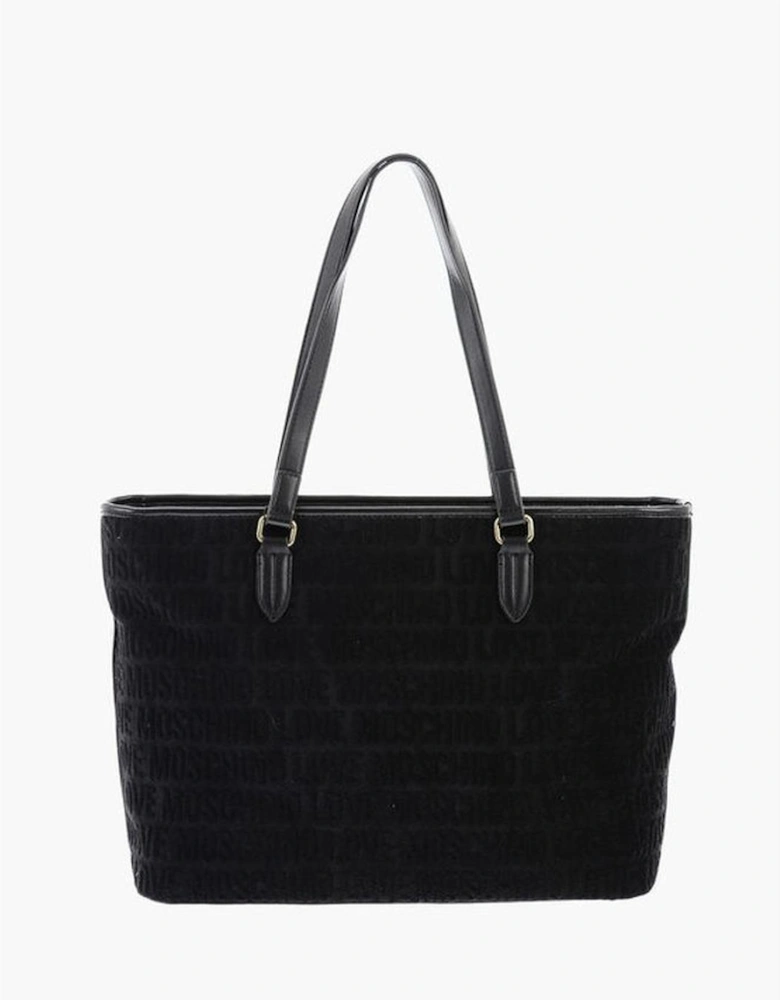 Logo Zip Closure Handbag with Double Handle Women - Black Shoulder