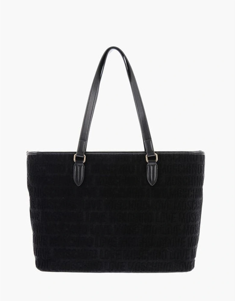 Logo Zip Closure Handbag with Double Handle Women - Black Shoulder