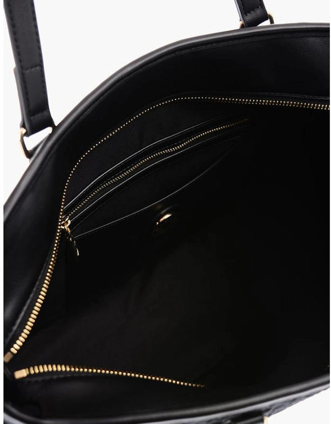 Logo Zip Closure Handbag with Double Handle Women - Black Shoulder