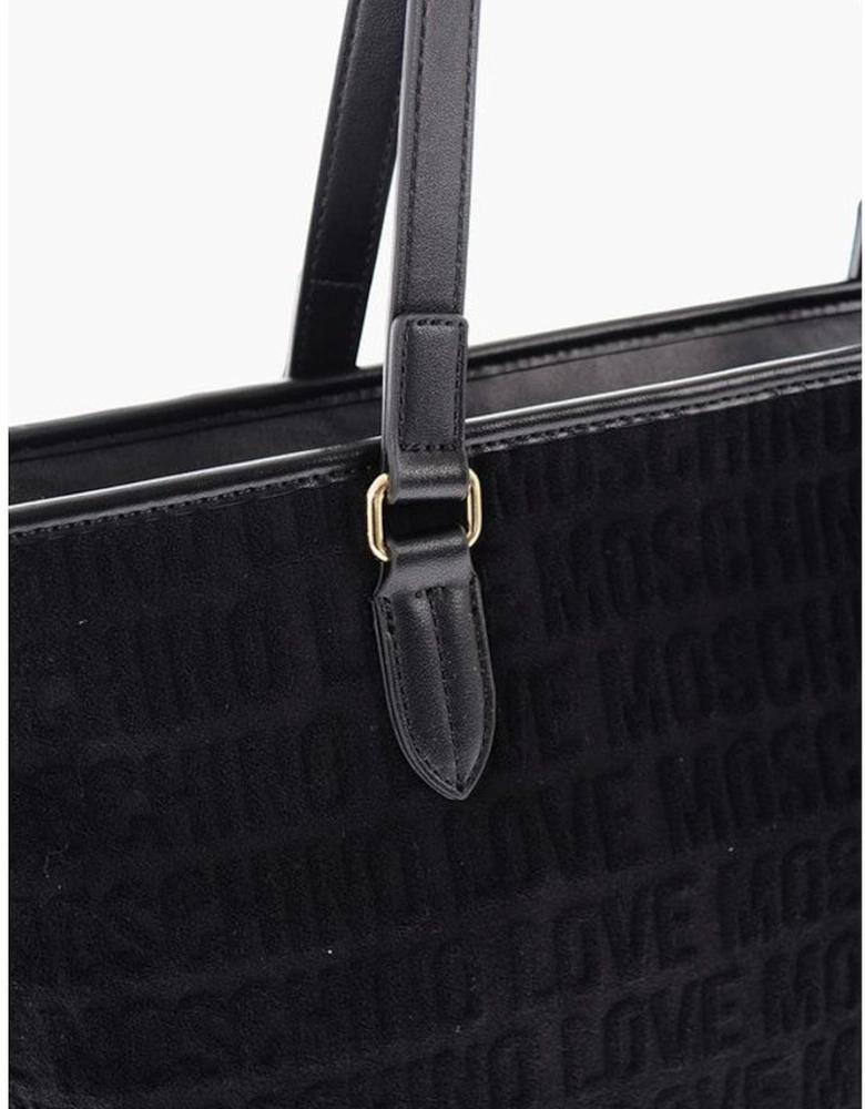 Logo Zip Closure Handbag with Double Handle Women - Black Shoulder