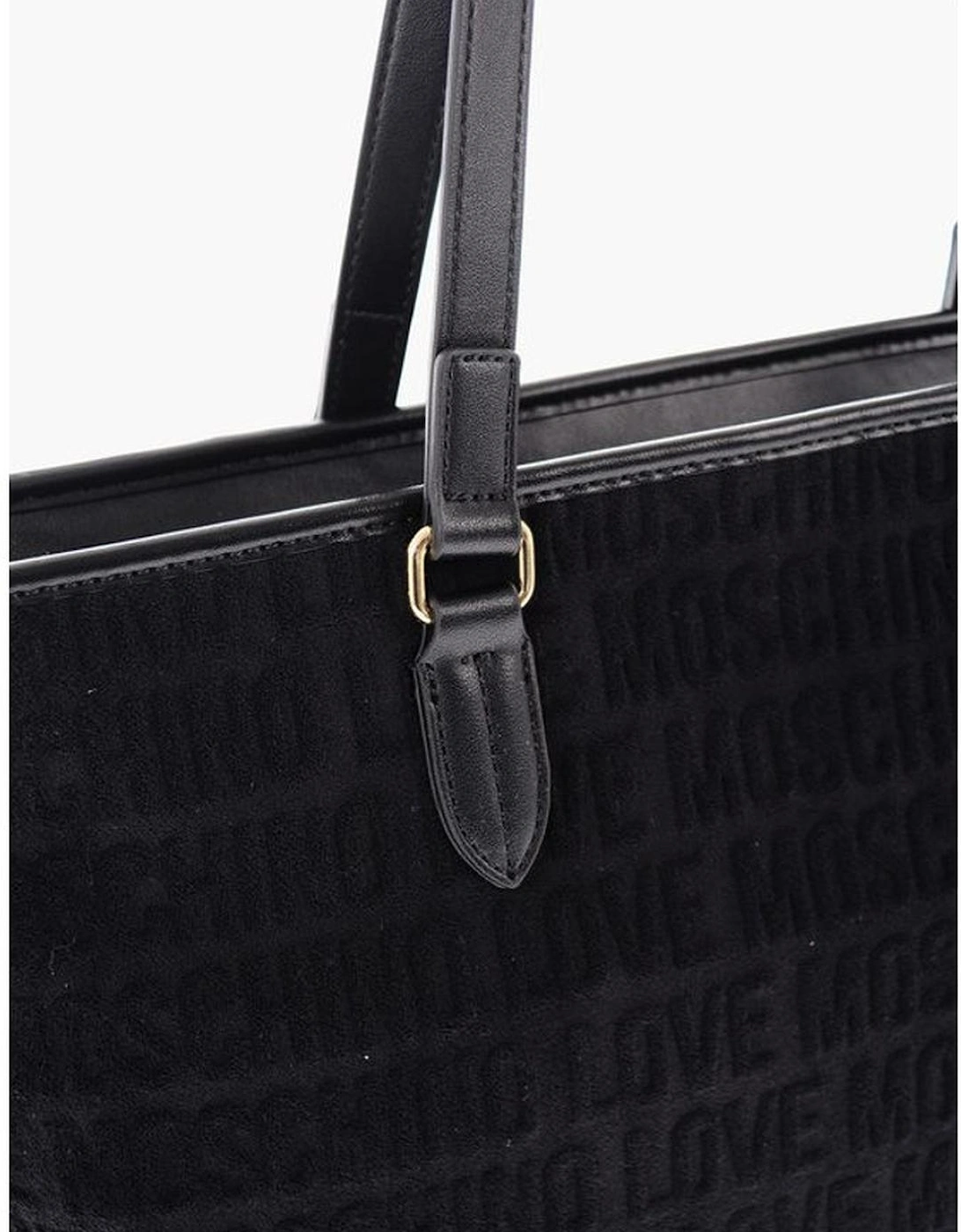 Logo Zip Closure Handbag with Double Handle Women - Black Shoulder