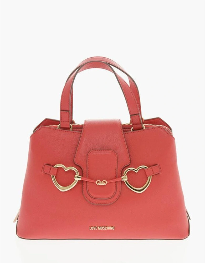 Handbag with Removable Shoulder Strap and Double Handle Women - Red