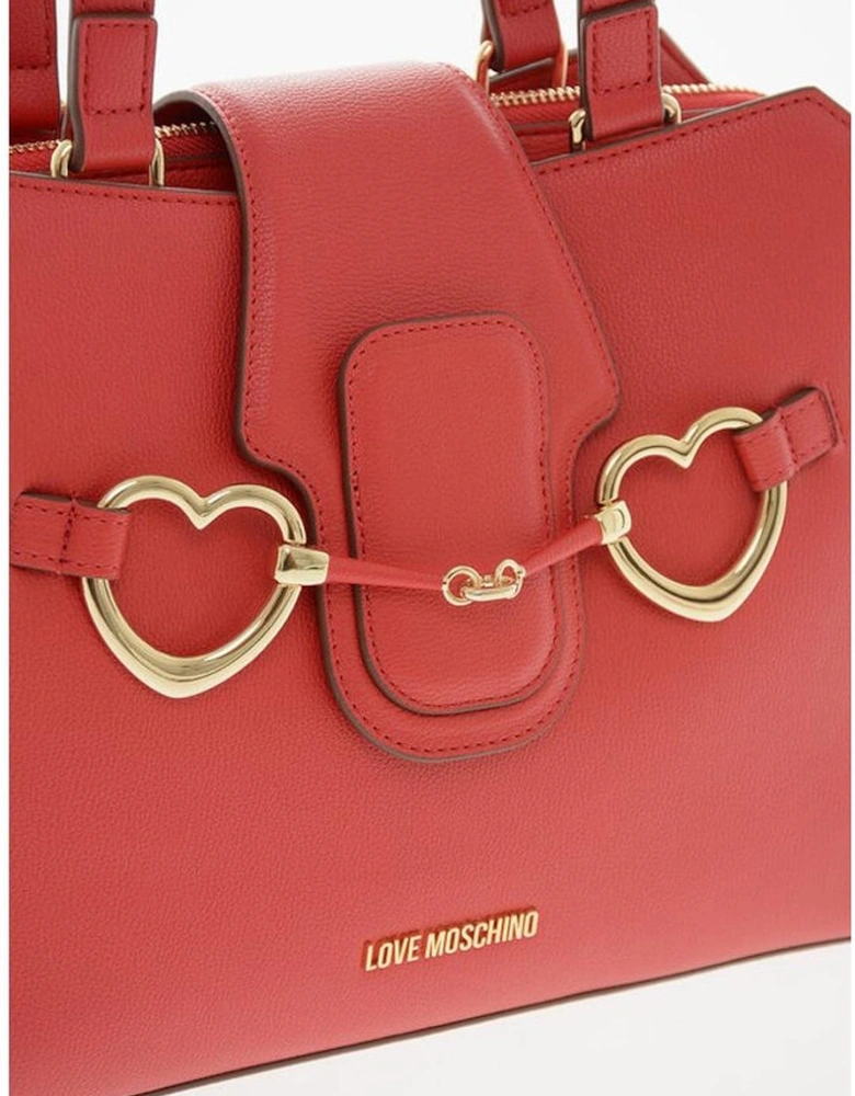 Handbag with Removable Shoulder Strap and Double Handle Women - Red