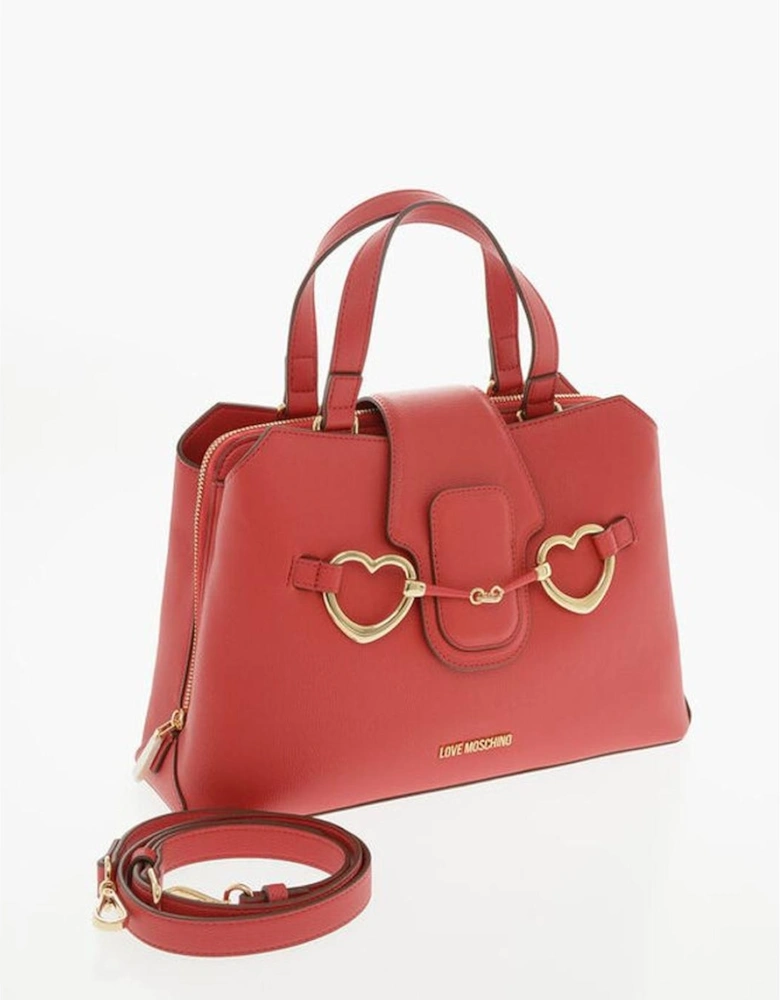 Handbag with Removable Shoulder Strap and Double Handle Women - Red