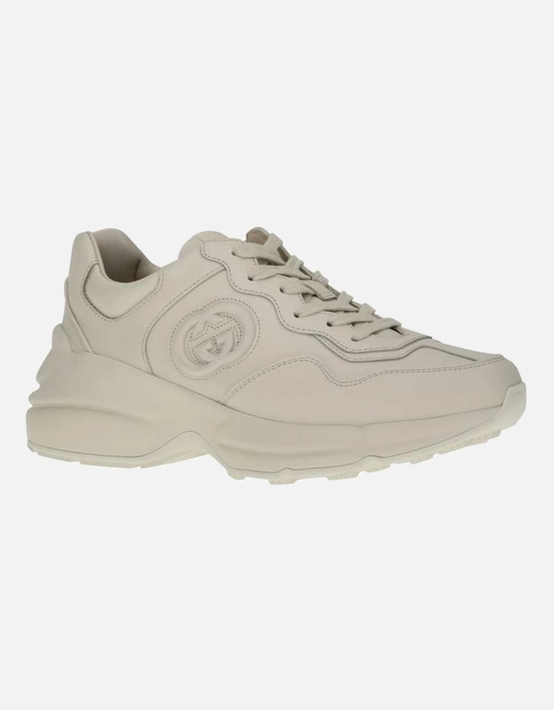 Rhyton Sneakers with Rounded Logo and Rugged Sole Women - White