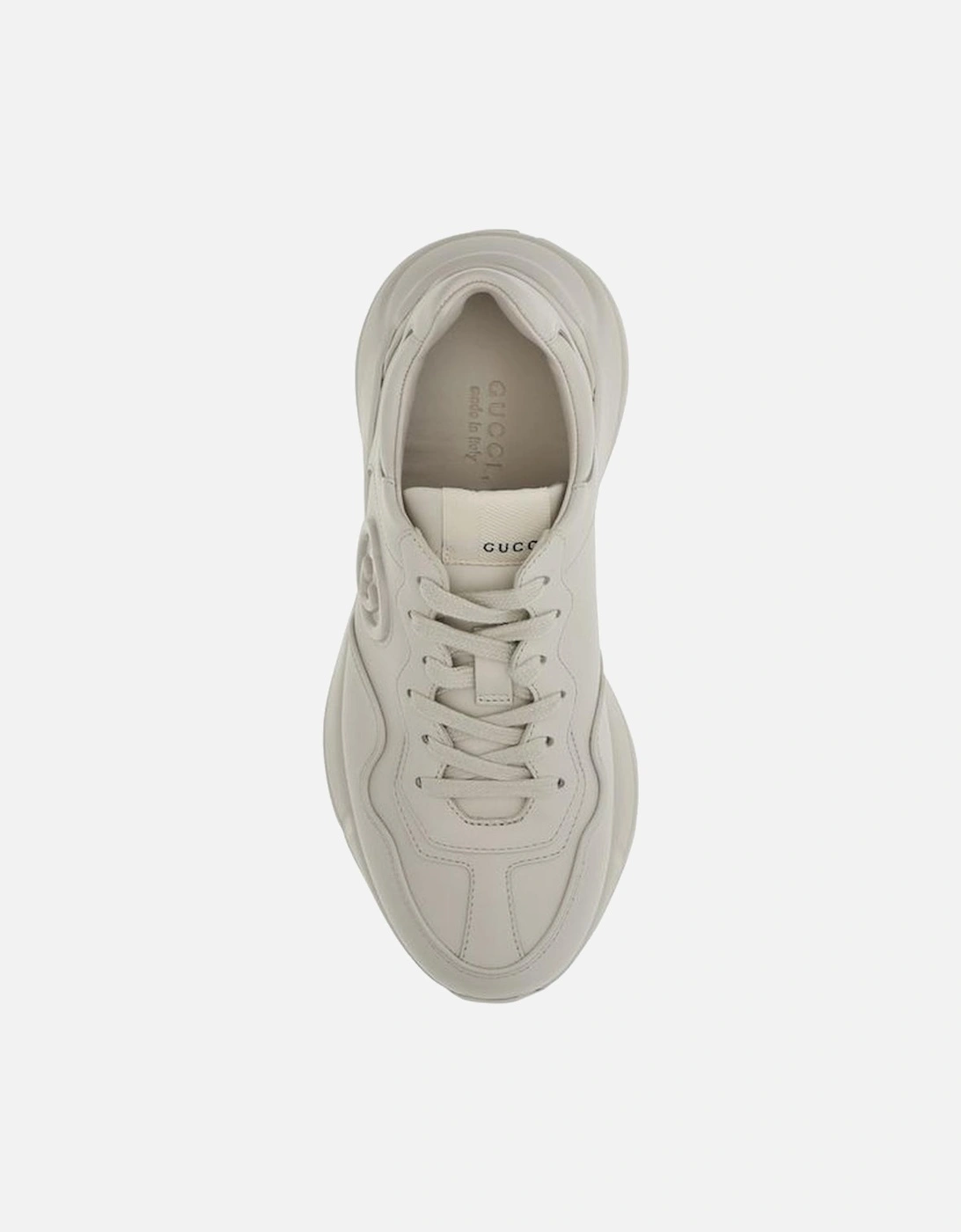 Rhyton Sneakers with Rounded Logo and Rugged Sole Women - White