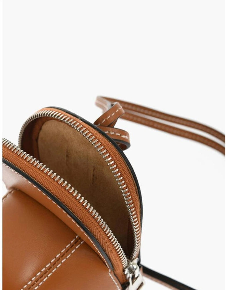 Logo Leather Shoulder Bag with Contrasting Stitch Detailing Women -