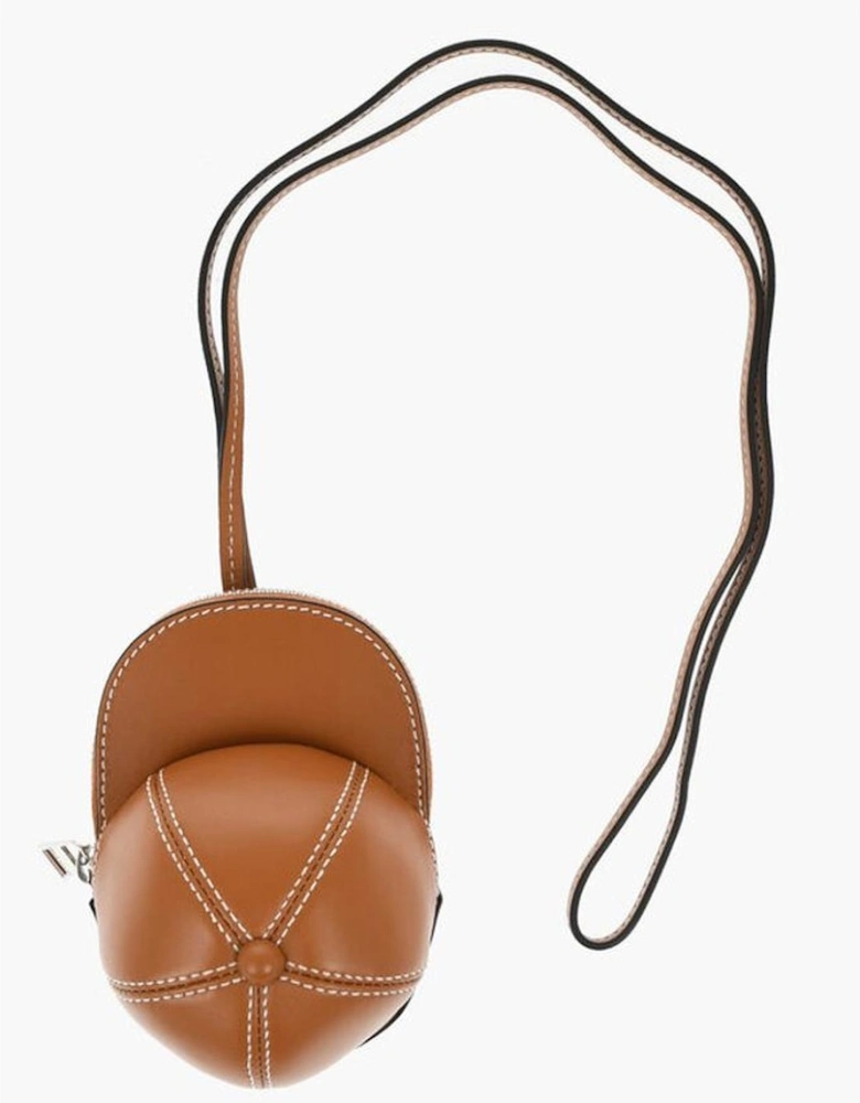 Logo Leather Shoulder Bag with Contrasting Stitch Detailing Women -