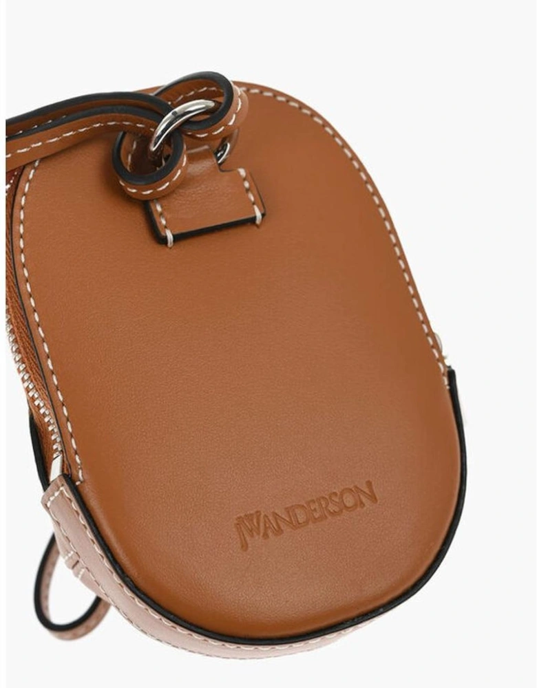 Logo Leather Shoulder Bag with Contrasting Stitch Detailing Women -