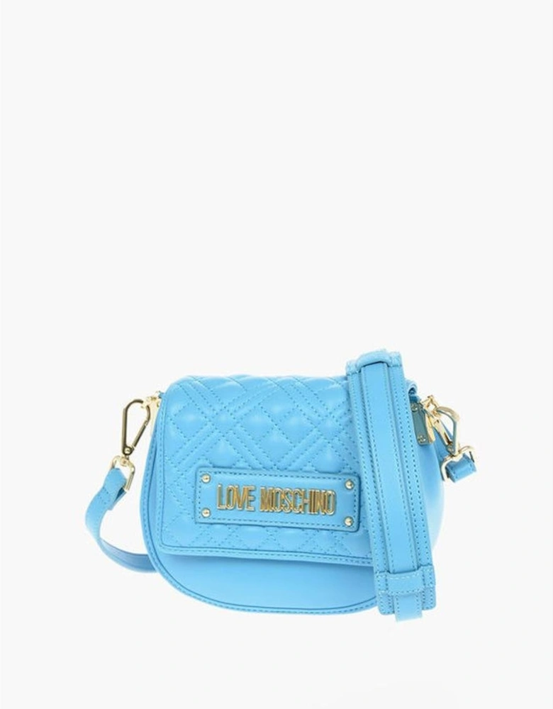Solid Eco-Leather Shoulder Bag with Logo Women - Blue