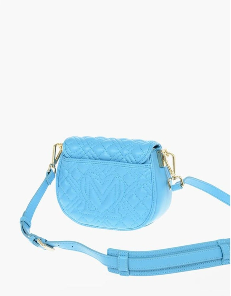 Solid Eco-Leather Shoulder Bag with Logo Women - Blue