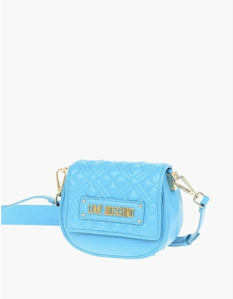 Solid Eco-Leather Shoulder Bag with Logo Women - Blue