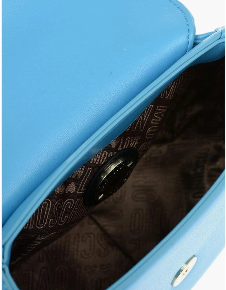 Solid Eco-Leather Shoulder Bag with Logo Women - Blue