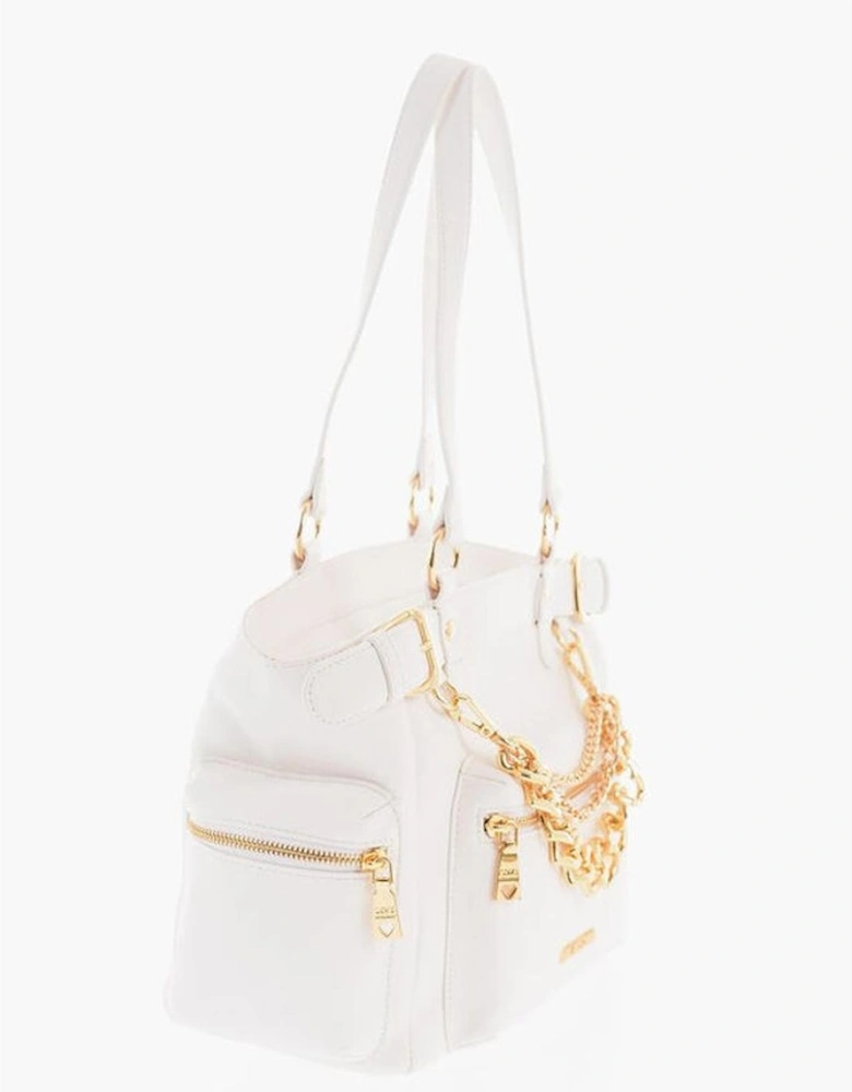 Eco-Leather Shoulder Bag with Double Handle Women - White