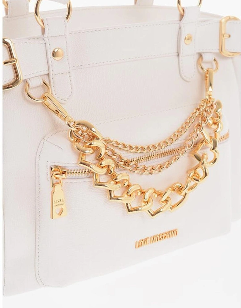 Eco-Leather Shoulder Bag with Double Handle Women - White