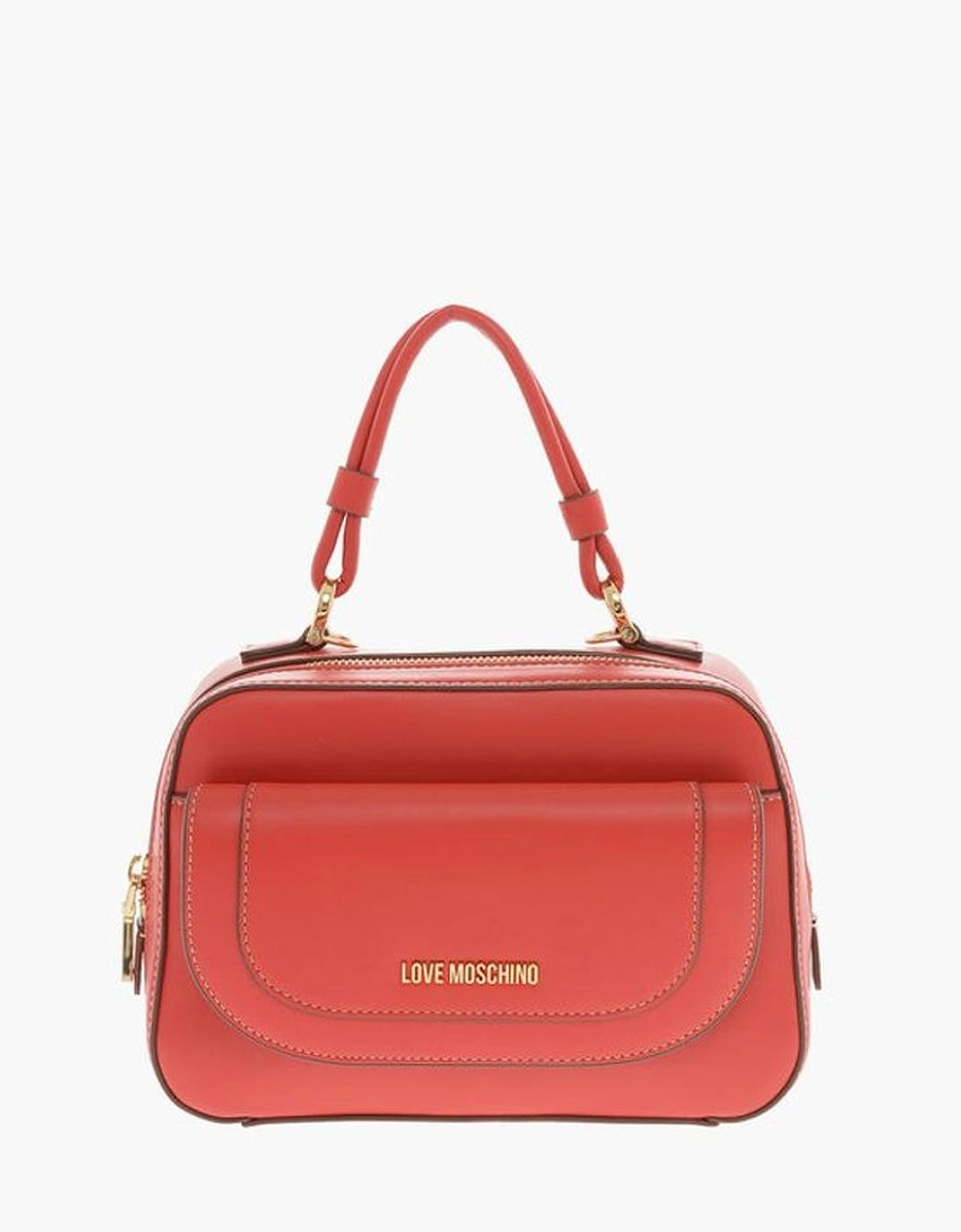 Zip Closure Solid Metal Logo Handbag Women - Red Tote Bags, 6 of 5