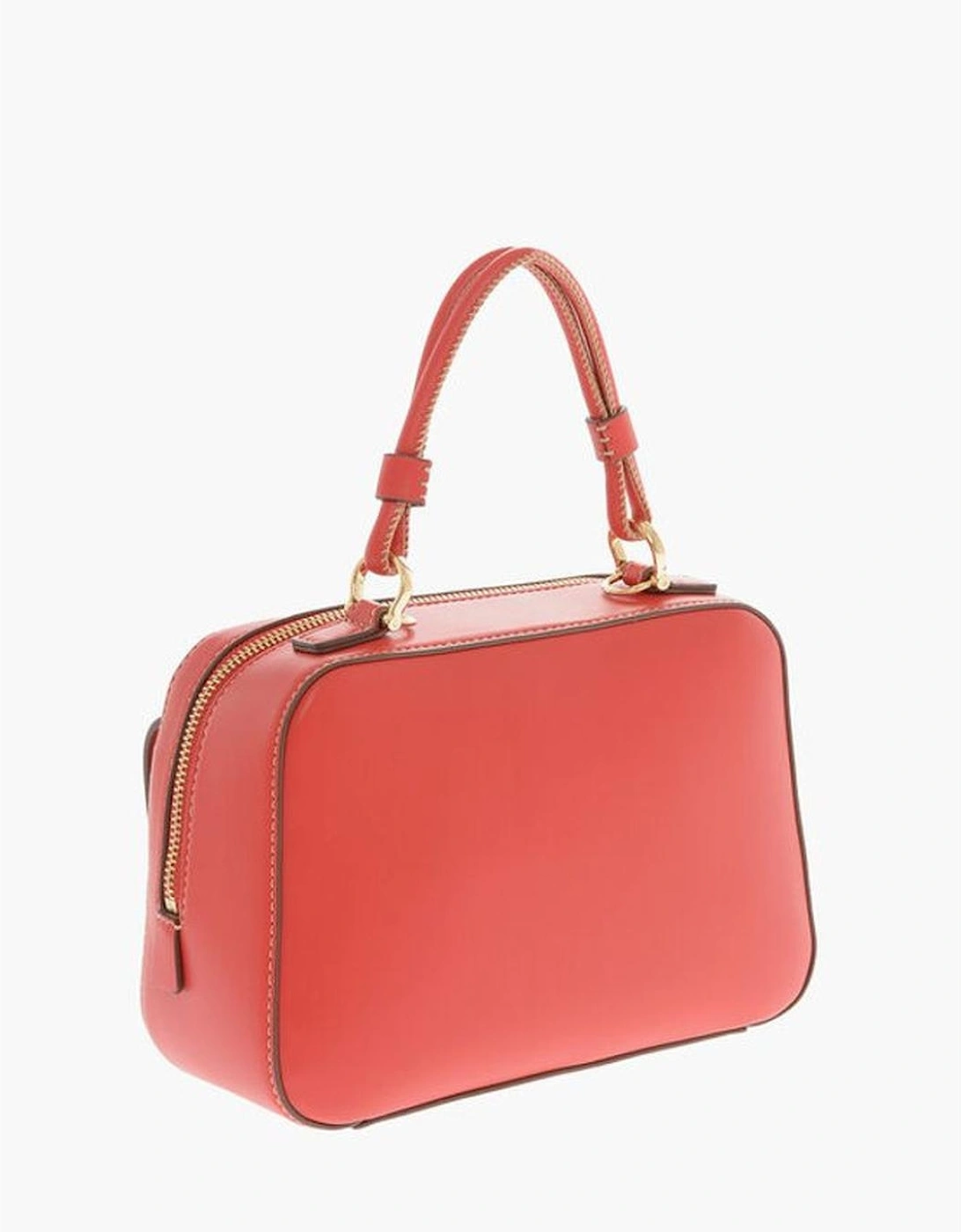 Zip Closure Solid Metal Logo Handbag Women - Red Tote Bags