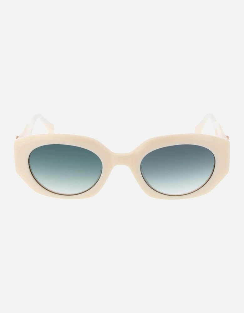 Oval Gradient Lenses Full-Rim Sunglasses Women - White