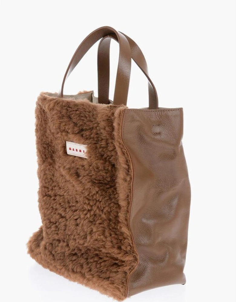 Solid Color Logo Handbag Women - Brown Tote Bags