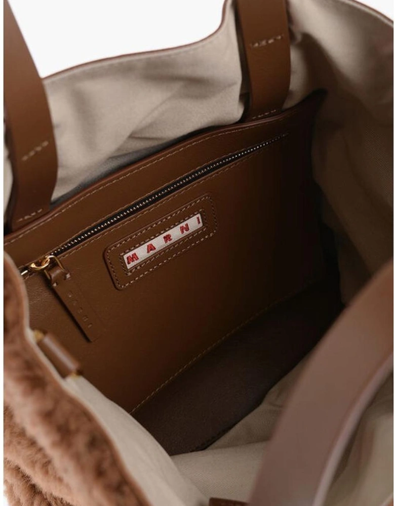 Solid Color Logo Handbag Women - Brown Tote Bags