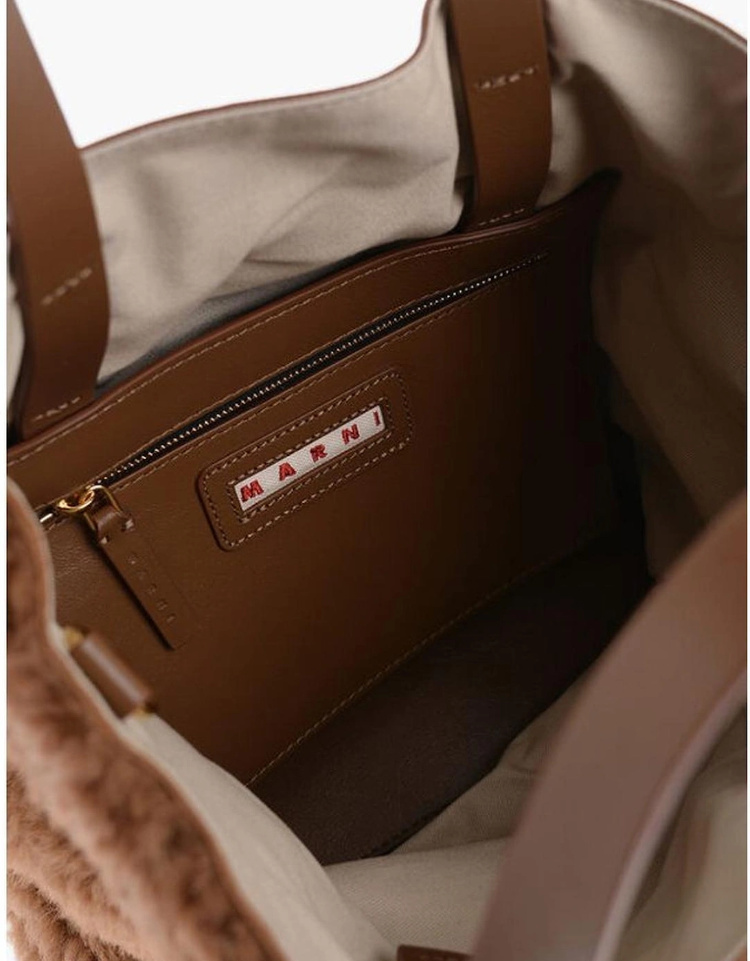 Solid Color Logo Handbag Women - Brown Tote Bags