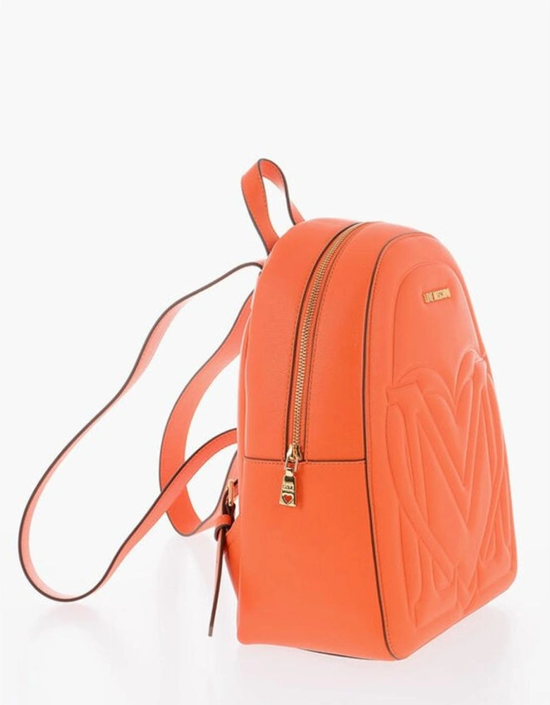 Solid Orange Zip Closure Shoulder Bag Women Backpacks