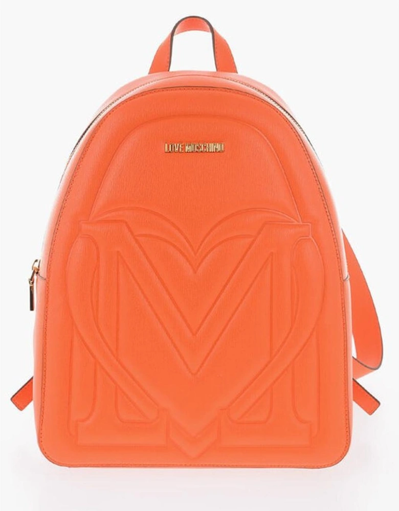 Solid Orange Zip Closure Shoulder Bag Women Backpacks