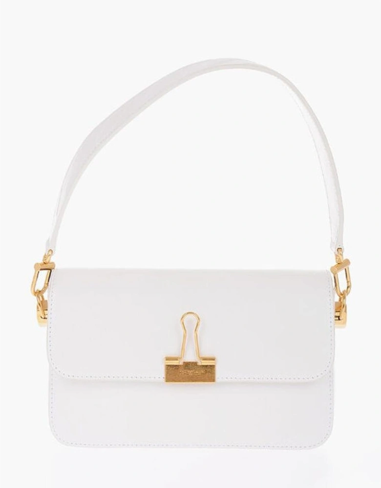 Leather Logo Shoulder Bag with Internal Pocket Women - White