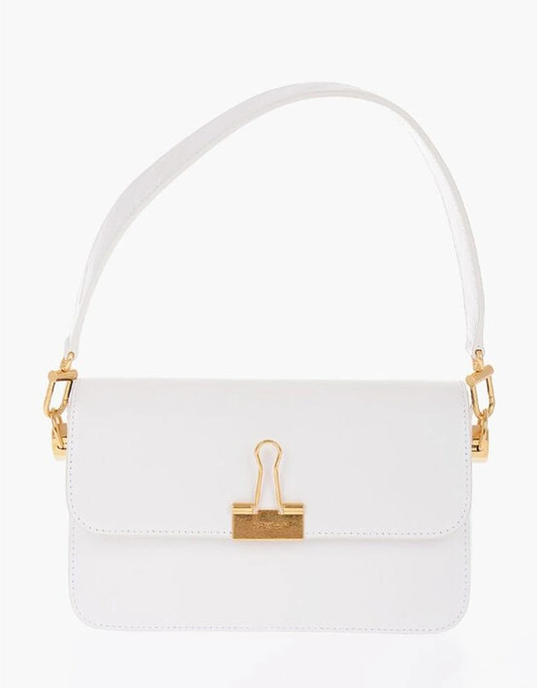 Leather Logo Shoulder Bag with Internal Pocket Women - White, 7 of 6